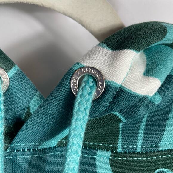 BAPE A Bathing Ape Marble Camo‎ Hoodie Shirred Waist Pullover Sz M Women’s - Picture 9 of 16